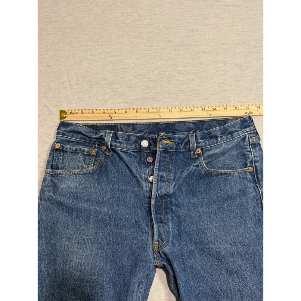 Levis 501 XX Mens Straight Leg Blue Denim Button Fly Jeans W35 L31 Medium Wash